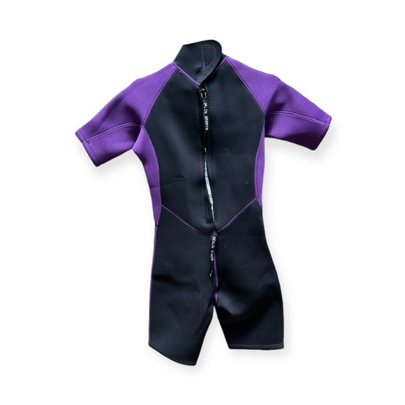🌻NEW REALON Black Purpl e 3mm Neoprene Shorty Wetsuit Size Medium - Picture 6 of 11